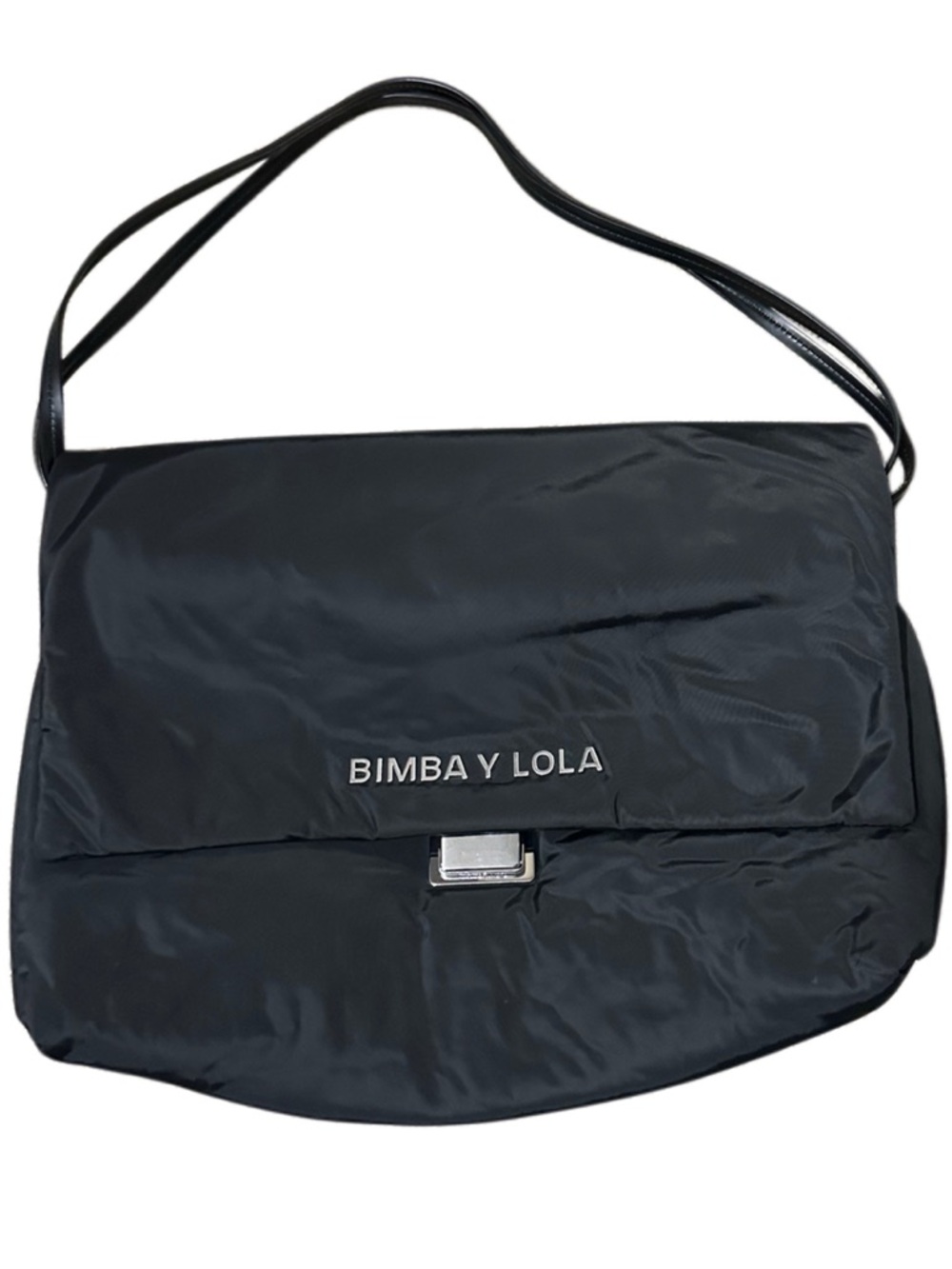 Bimba Y Lola Black Puffer Tote Bag Medium Large Nylon Shoulder Bag